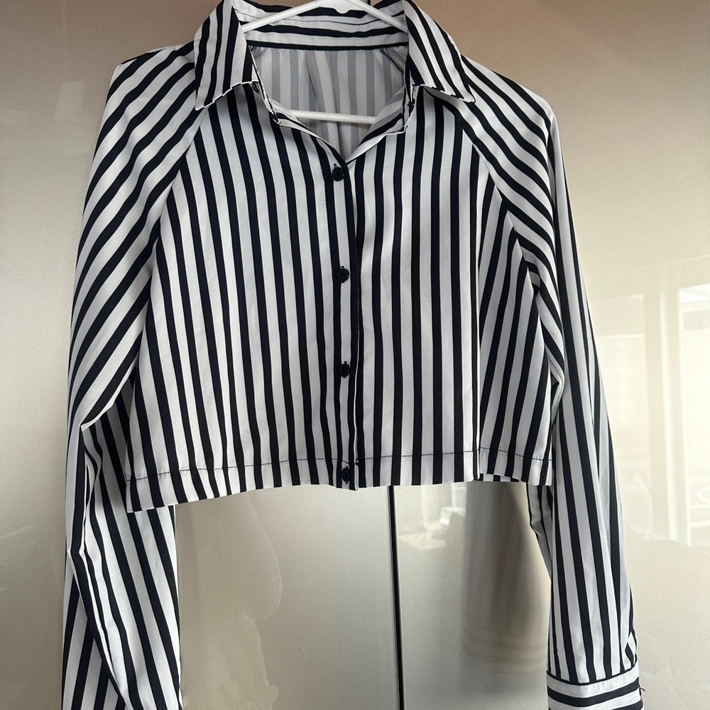 Striped Black and White Women's Top